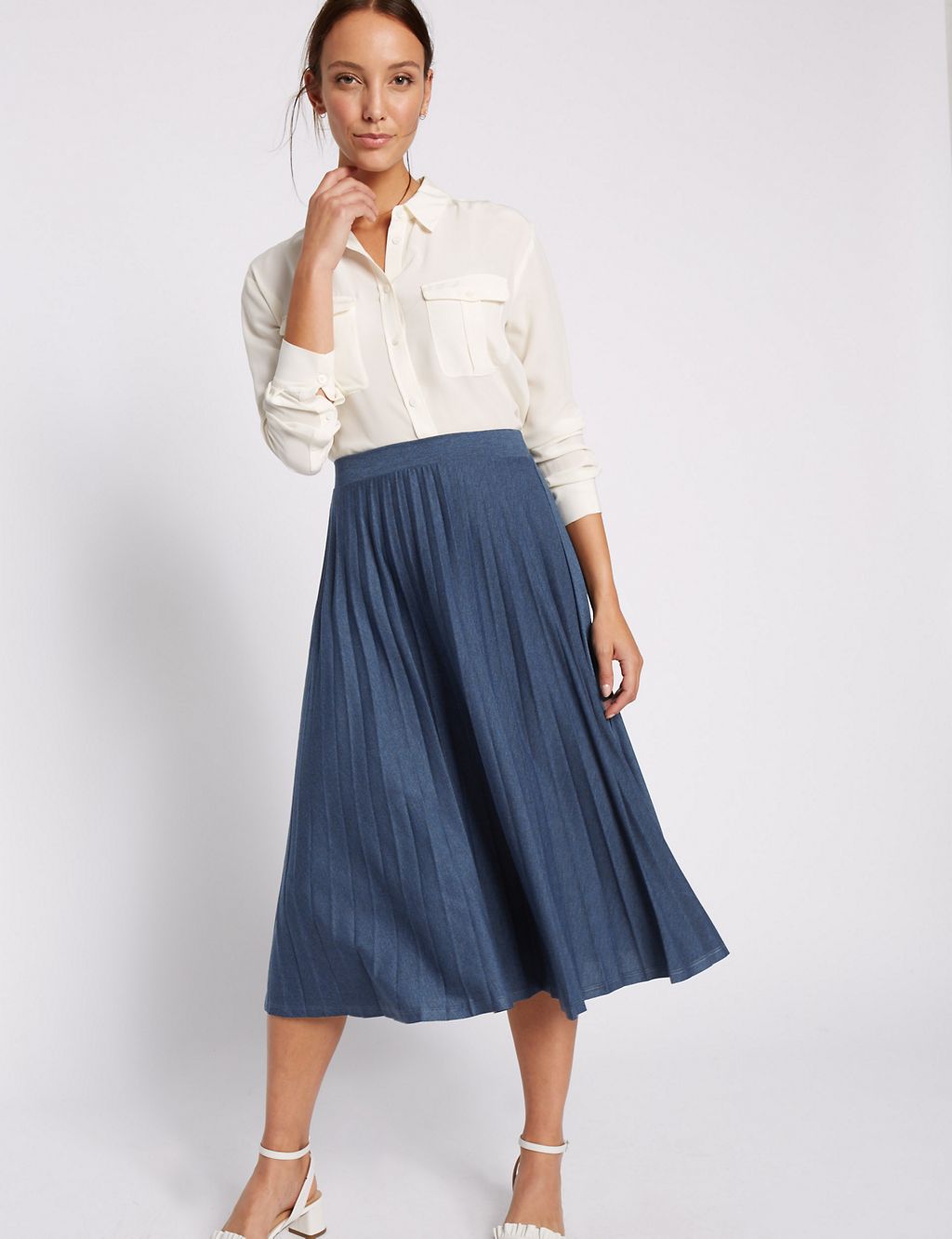Pleated A-Line Midi Skirt 2 of 5