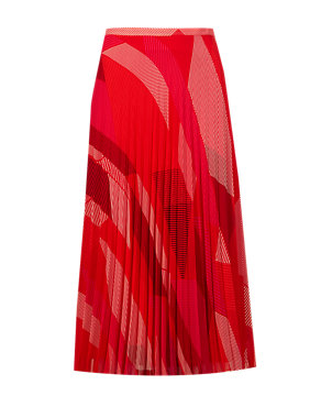 Pleated Abstract Print A-Line Skirt Image 2 of 4