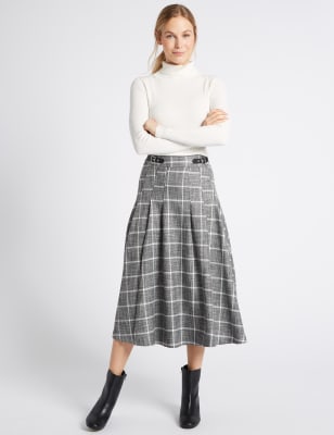 Midi skirt plaid outlet pleated skirt