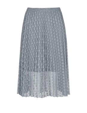 Pleated Floral Lace Knee Length Skirt | Limited Edition | M&S