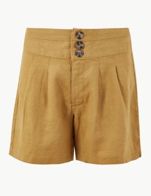 Pleated Front Pure Linen Shorts Image 2 of 4