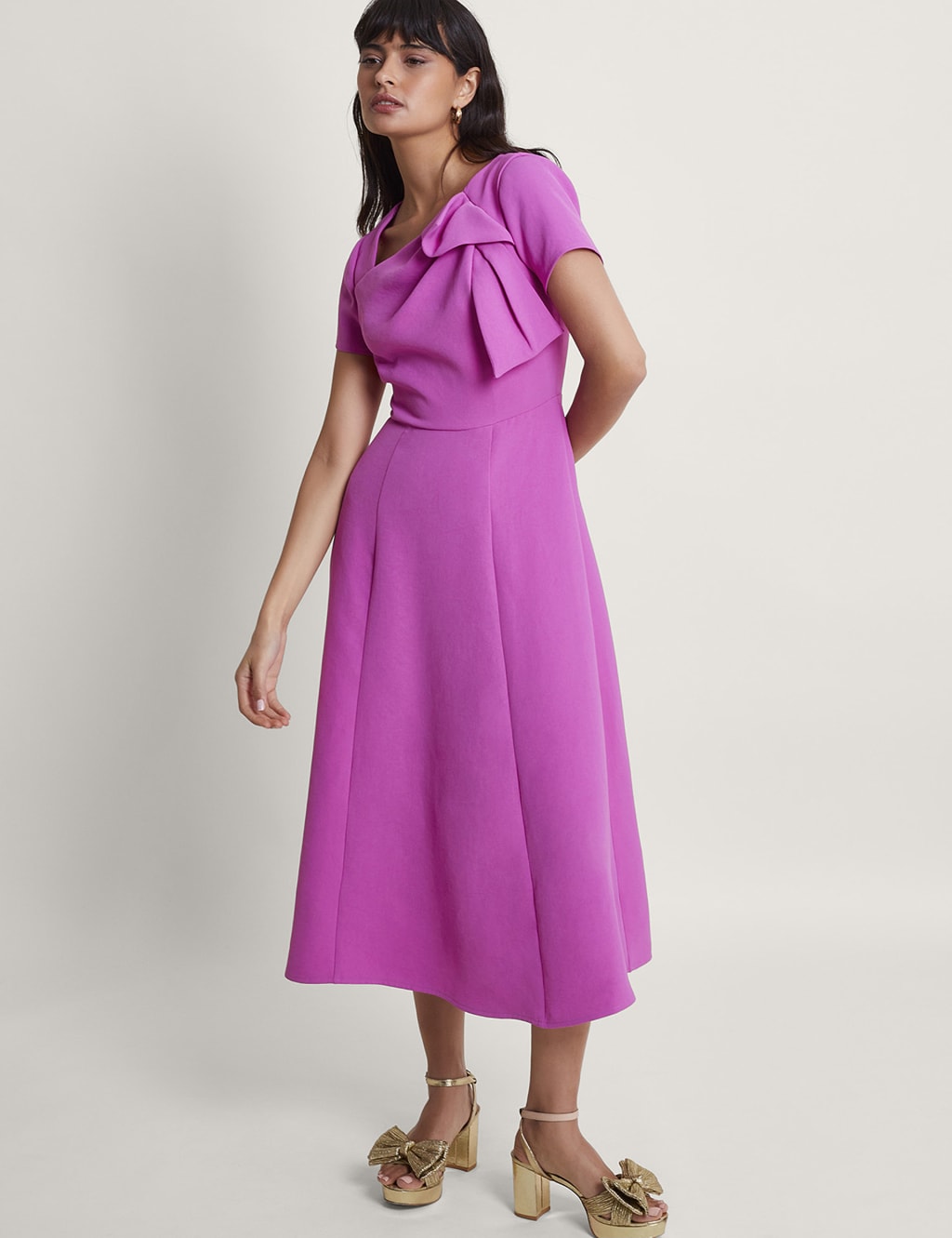 Pleated midi skater dress clearance