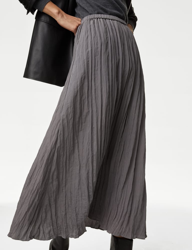 Silver pleated skirt m&s store