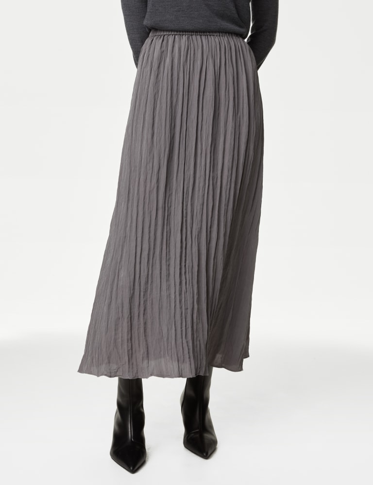 Silver pleated skirt m&s store