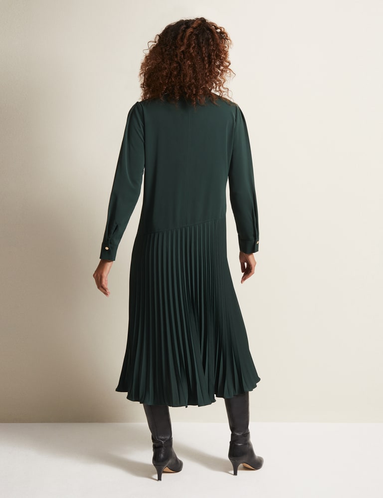 Pleated midi online shirt dress