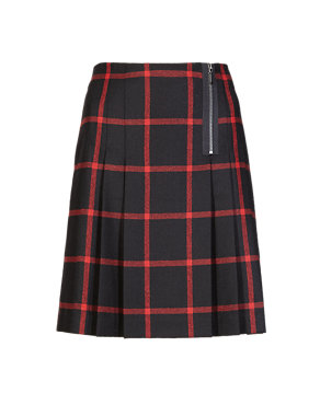 Pleated Tartan Check Mini Skirt with Wool Image 2 of 4