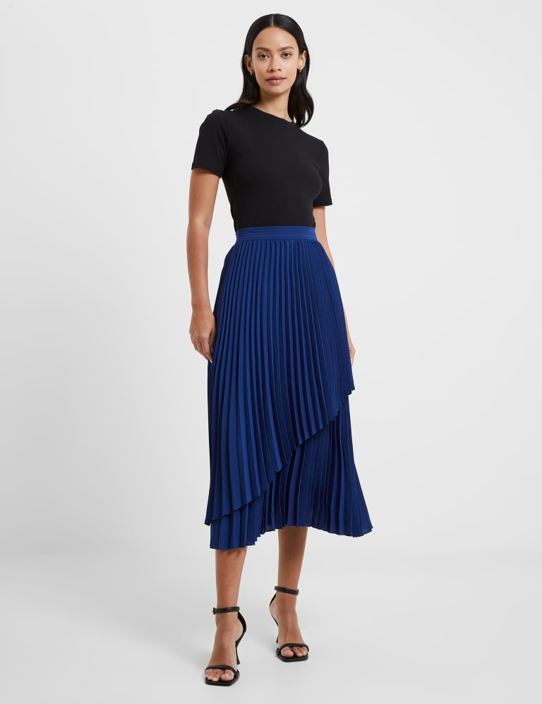 Asymmetrical Pleat Crepe Midi Skirt - Women - Ready-to-Wear