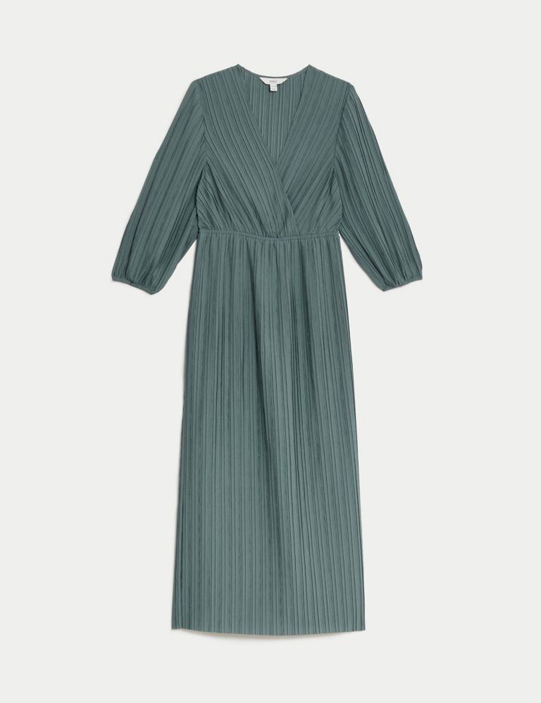 Pleated V-Neck Midaxi Wrap Dress 2 of 2
