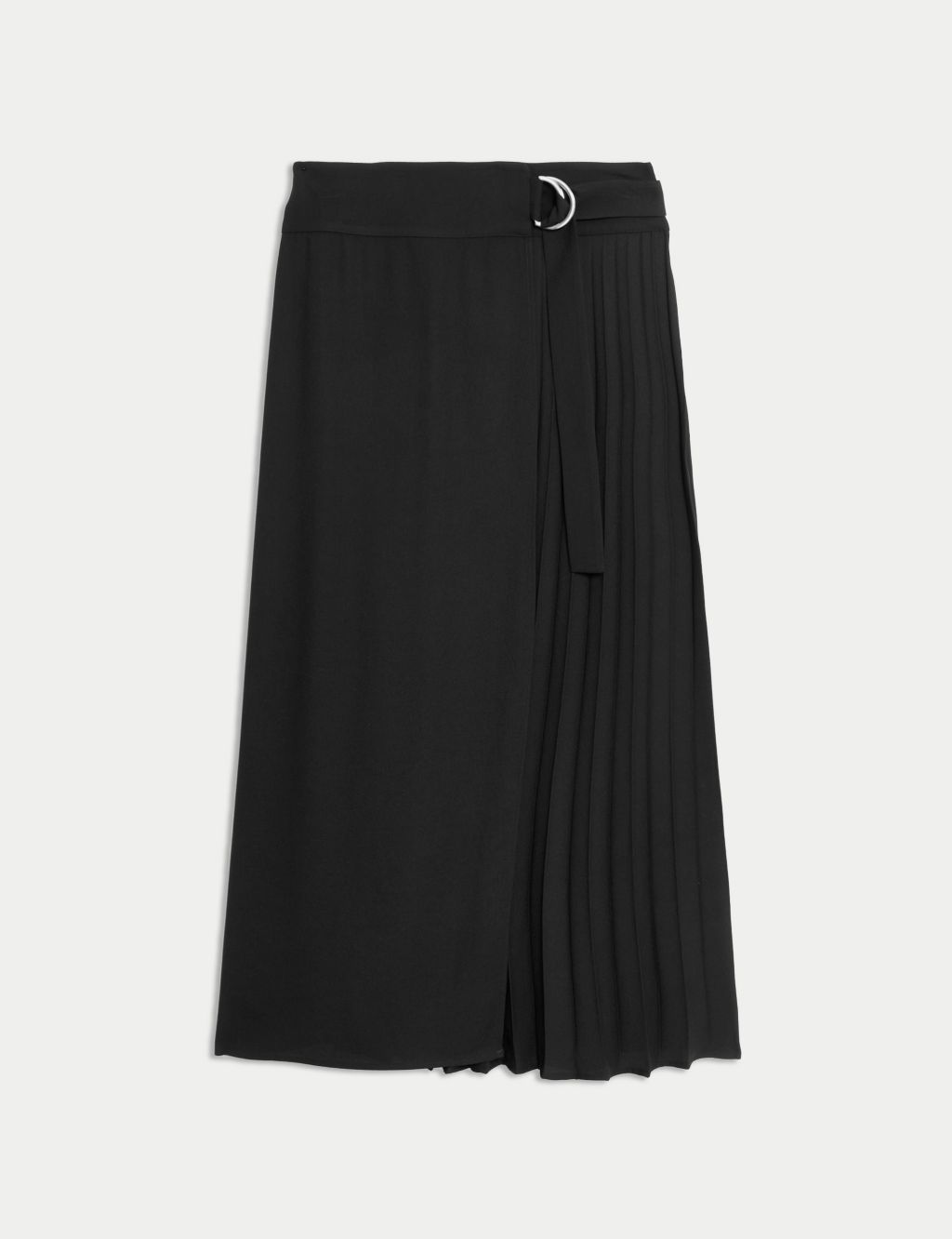Pleated Wrap Detail Midaxi A-Line Skirt 1 of 5