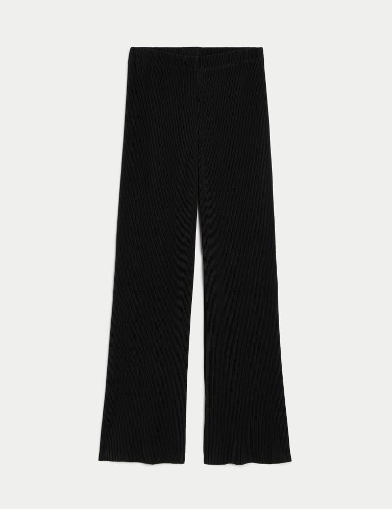 Plisse Wide Leg Trousers