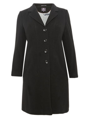Plus Wool Blend Notch Lapel Long Coat with Cashmere Image 2 of 9