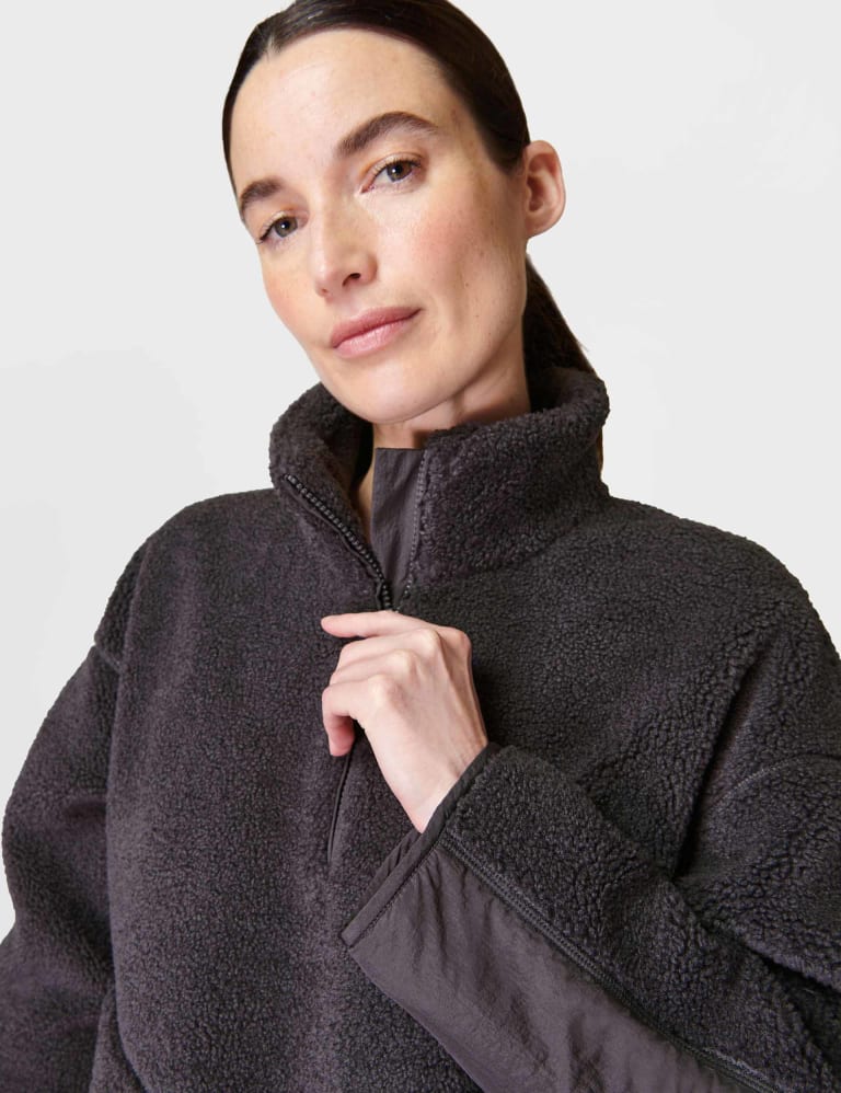 Plush Funnel Neck Half Zip Fleece Jacket 5 of 5