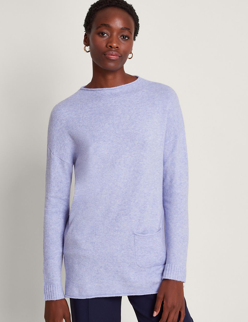 Pocket Detail Longline Jumper with Wool 3 of 5
