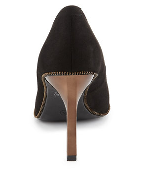 Pointed Toe Mock Suede Metal Heel Court Shoe with Insolia® Image 2 of 3