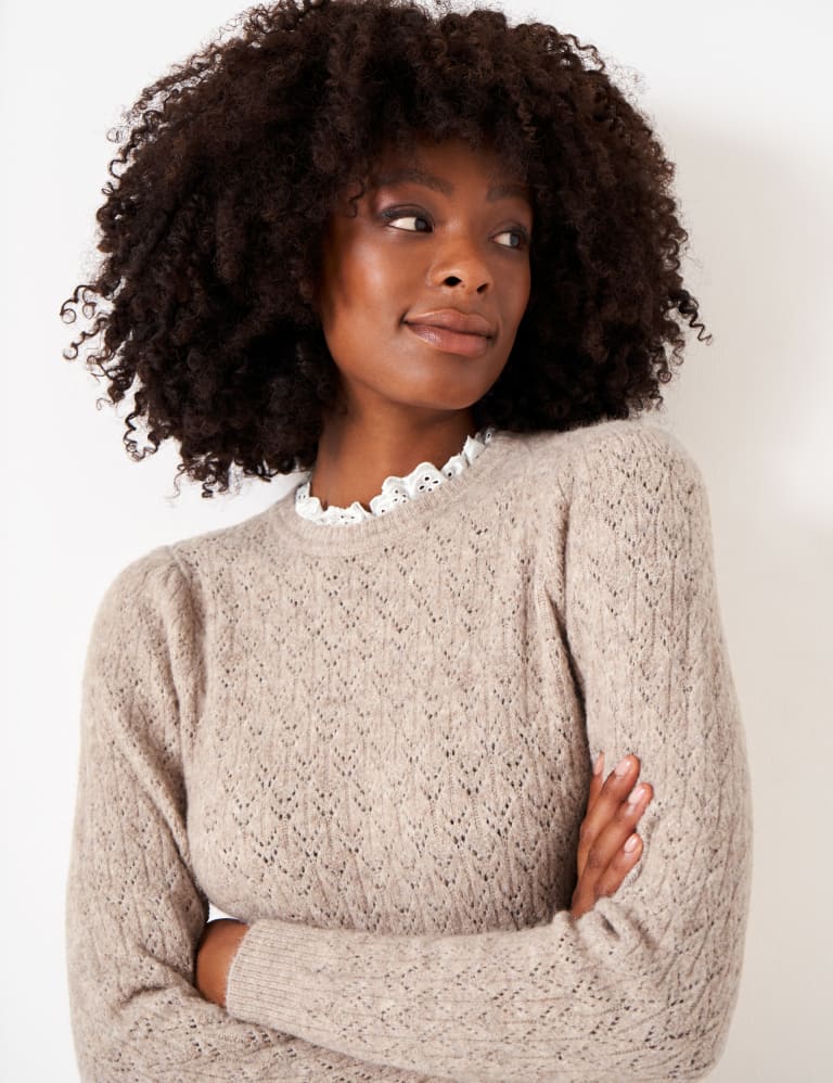 Pointelle Crew Neck Lace Detail Jumper Crew Clothing M&S
