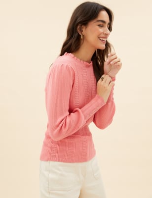 Pink pointelle clearance jumper