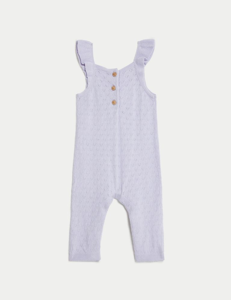 Pointelle Frill Dungarees (7lbs-1 Yrs) 3 of 4
