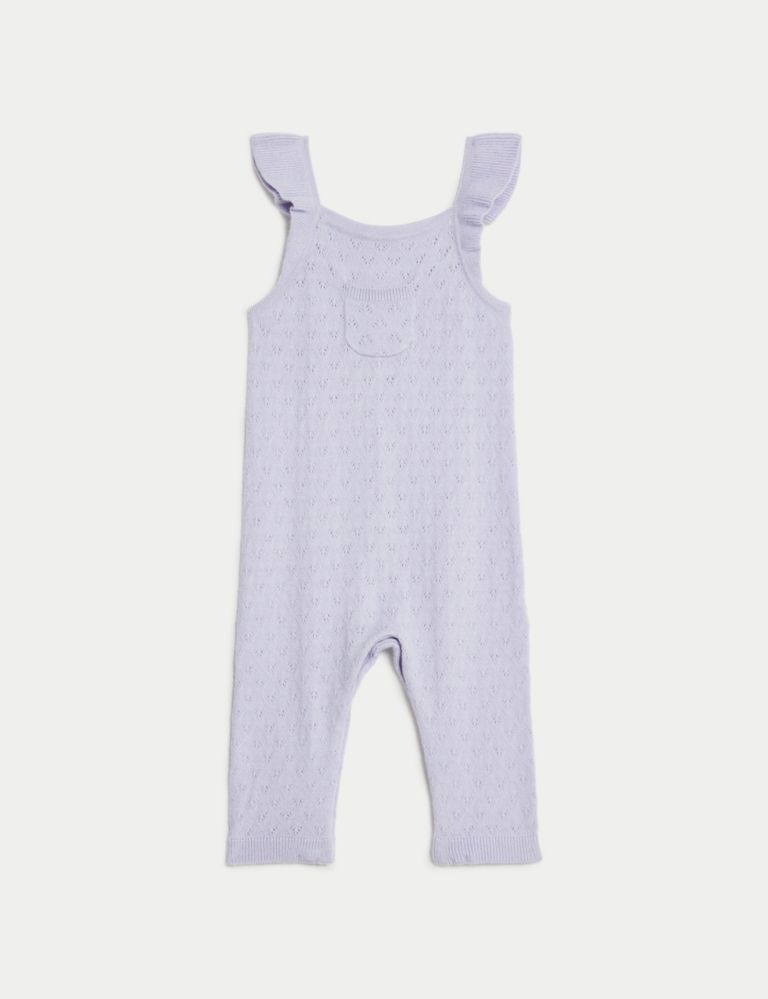 Pointelle Frill Dungarees (7lbs-1 Yrs) 2 of 4