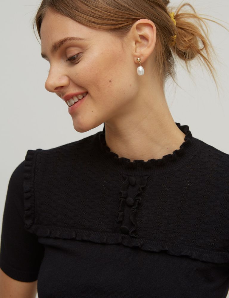 Pointelle Ruffle High Neck Top 4 of 5