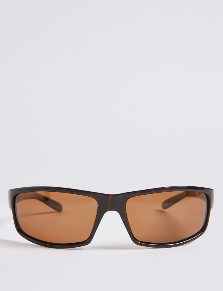 Polarised Rectangular Wrap Sunglasses 1 of 5