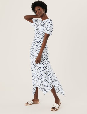 polka dot tea length dress