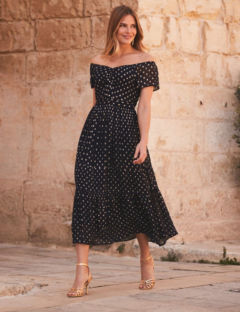 Bardot scallop deals skater dress