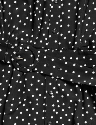 black and white polka dot shirt dress