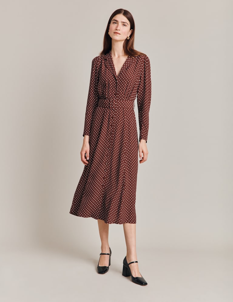 Brown polka dot 2025 shirt dress