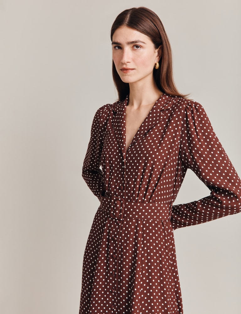 Polka dot belted dress top
