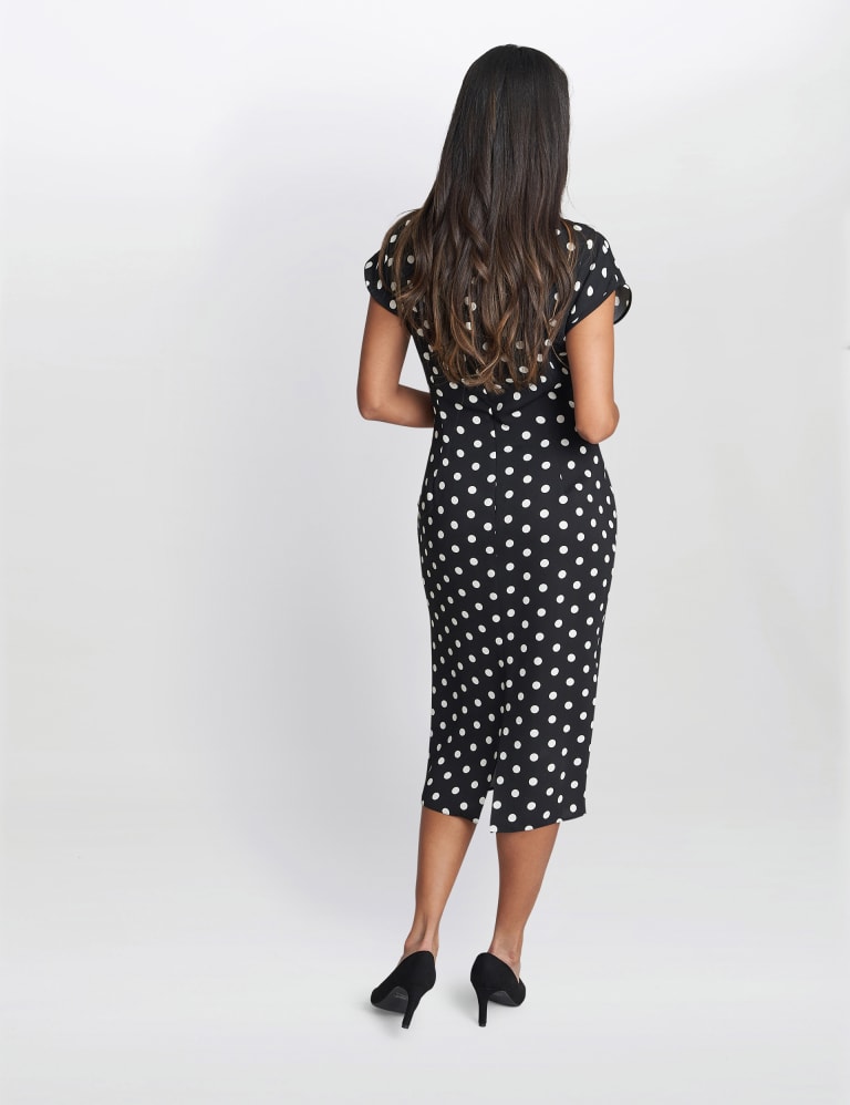 Polka Dot Belted Midi Waisted Dress Gina Bacconi M S