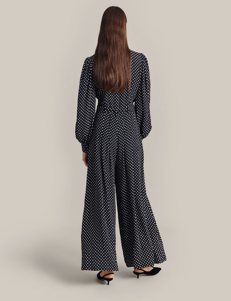 Polka dot wide leg jumpsuit shop