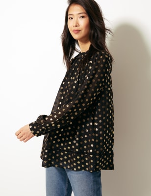 Ladies polka best sale dot blouses