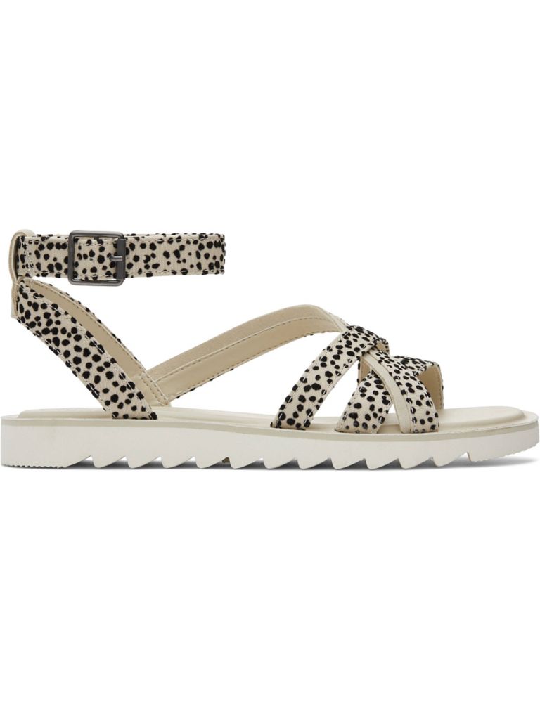 Polka Dot Buckle Ankle Strap Flat Sandals 1 of 5