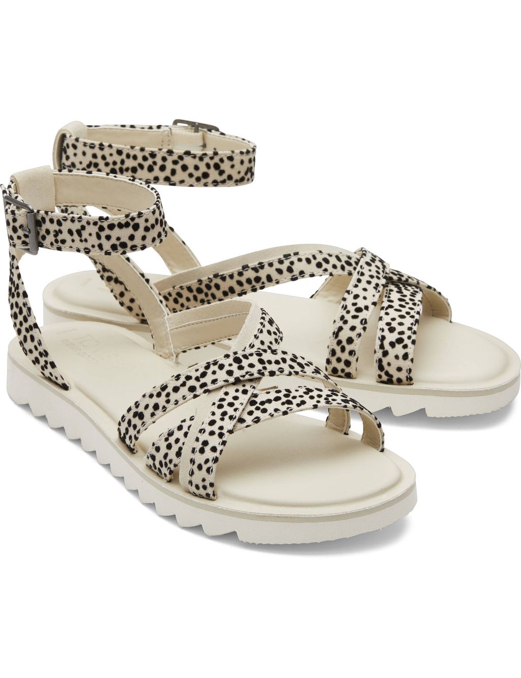 Polka Dot Buckle Ankle Strap Flat Sandals 1 of 5