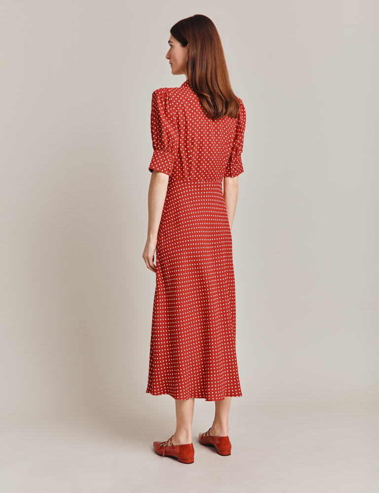 Midi red polka dot dress deals