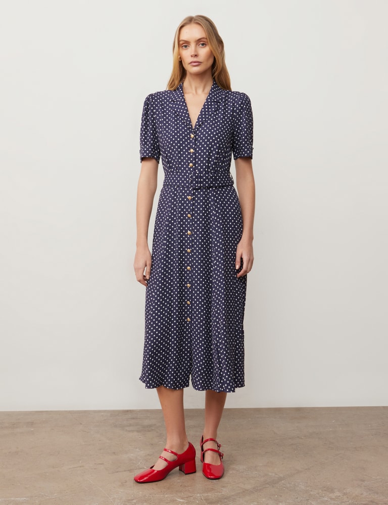 Light blue and clearance white polka dot dress