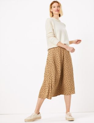 Polka Dot Circle Midi Fit Flare Skirt M S Collection M S