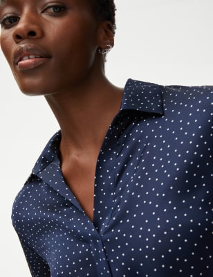 Navy polka cheap dot top women's