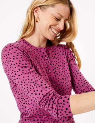 Polka Dot Crew Neck Cardigan M S Collection M S