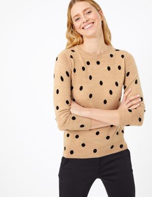 Polka Dot Crew Neck Jumper M S Collection M S