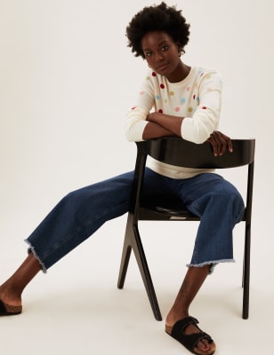 Polka Dot Crew Neck Jumper M S Collection M S