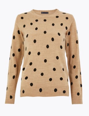 Polka Dot Crew Neck Jumper M S Collection M S