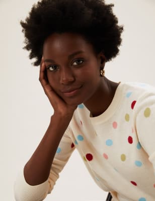 Polka Dot Crew Neck Jumper M S Collection M S