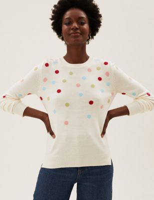 Polka Dot Crew Neck Jumper M S Collection M S