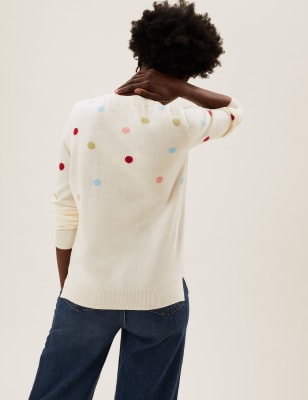 Polka Dot Crew Neck Jumper M S Collection M S
