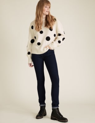 Polka Dot Crew Neck Relaxed Jumper M S Collection M S