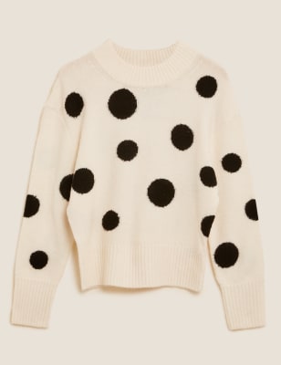 Polka Dot Crew Neck Relaxed Jumper M S Collection M S