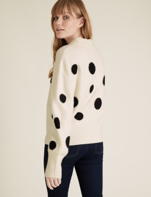 Polka Dot Crew Neck Relaxed Jumper M S Collection M S