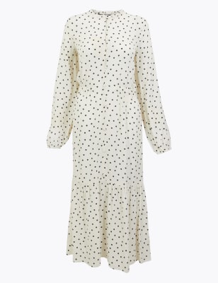 Polka dot frill outlet midi dress