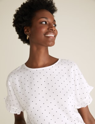 Polka dot sale frill top